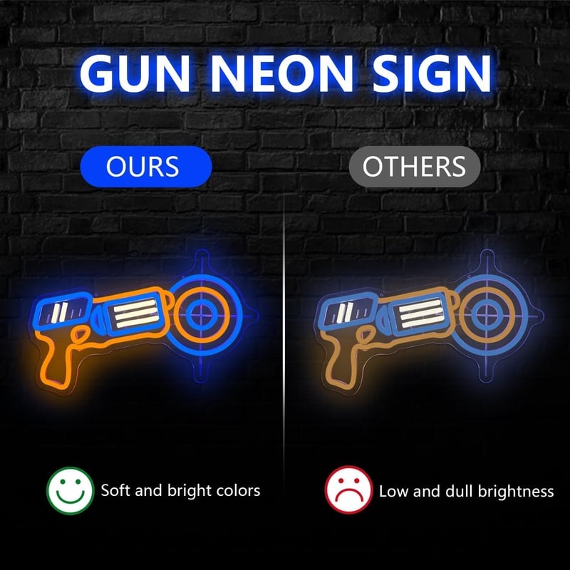 Nerf Gun Neon Sign for Kids' Birthday Party Decorations