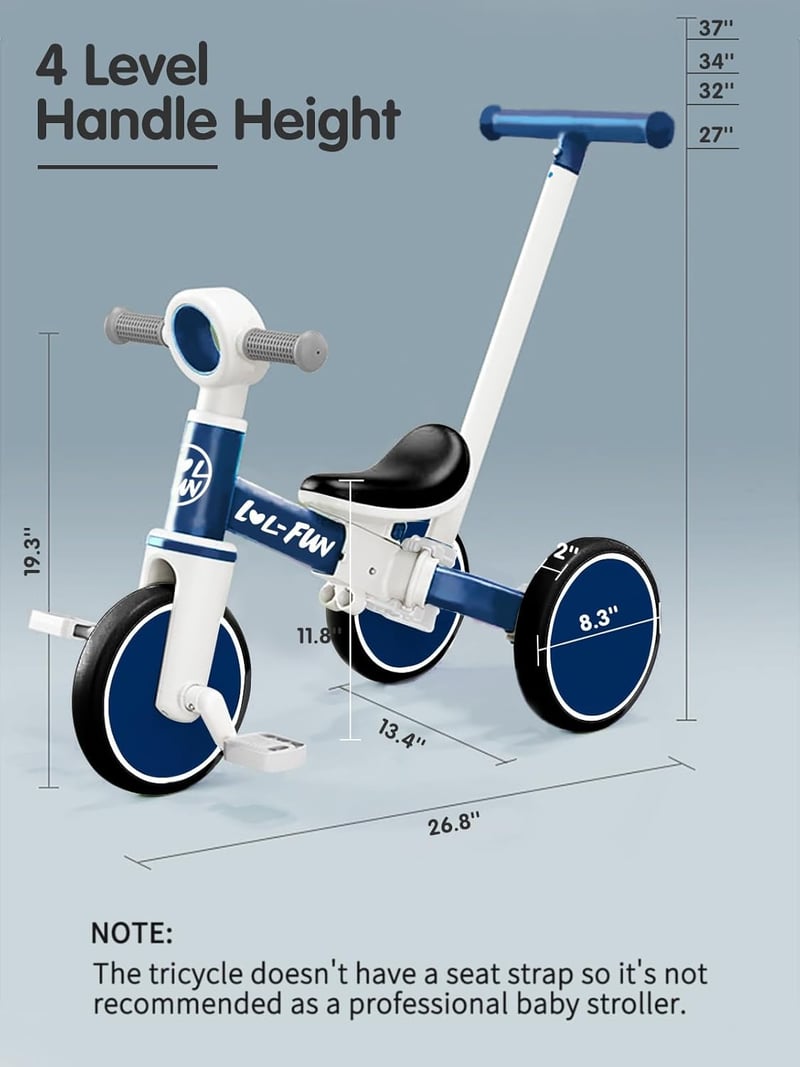 Toddler Tricycle with Parent Push Handle, Ages 1-3