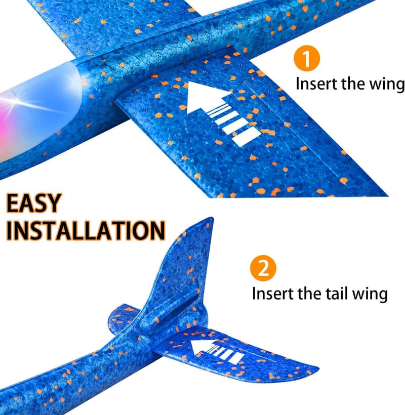 LED Flying Glider Planes - 2 Pack, Large Foam Toys for Kids
