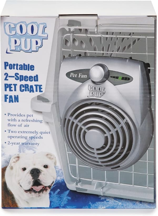 Battery-Powered Pet Fan with Thermometer - Keeps Pets Cool