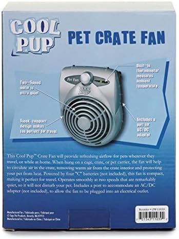 Battery-Powered Pet Fan with Thermometer - Keeps Pets Cool