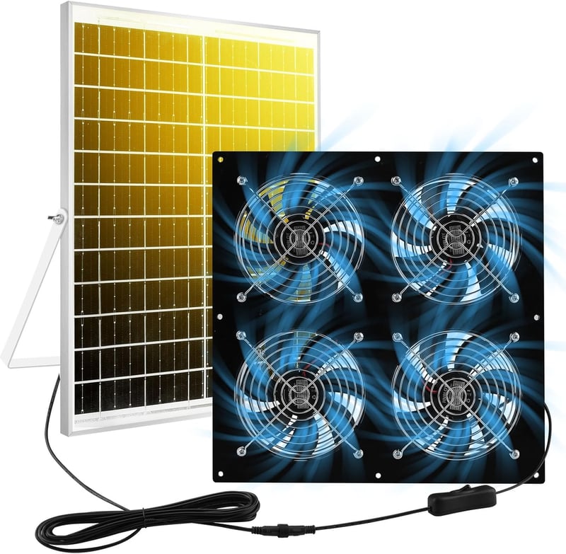 25W Solar Exhaust Fan - High-Speed Ventilation for Chicken Coops & Sheds