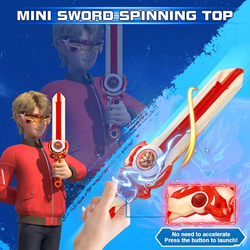 Mini Nado Battle Set for Kids – Spinning Top and Sword Launcher