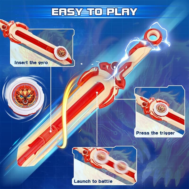 Mini Nado Battle Set for Kids – Spinning Top and Sword Launcher