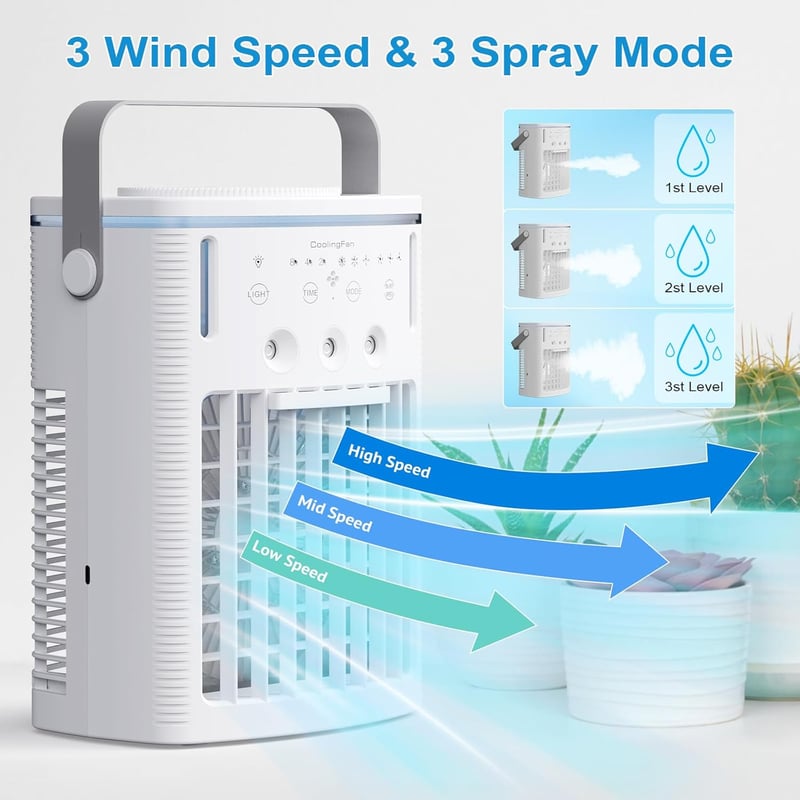 Portable AC Unit with Remote Control, 1000ml Evaporative Cooler