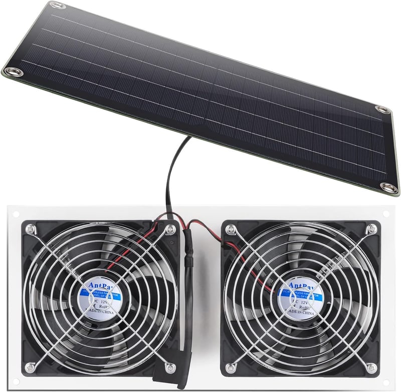Solar-Powered Weatherproof Dual Fan Kit for Outdoor Cooling