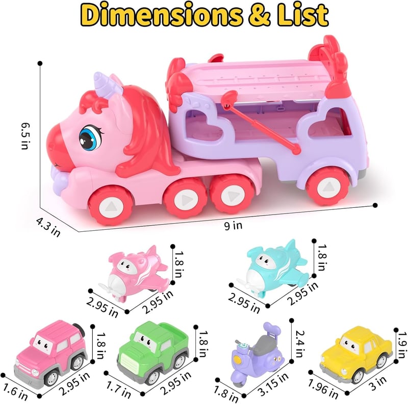 7-in-1 Carrier Truck Toy for 1-3 Year Old Girls