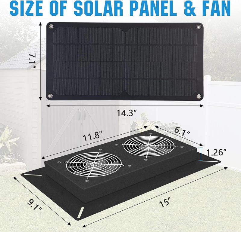 Solar Powered 20W Metal Shell Exhaust Fan Kit for Coops & Sheds