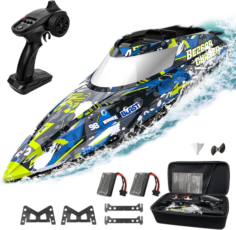 Fast Speed RC Boat for Kids & Adults – 32+ KPH, Portable Case