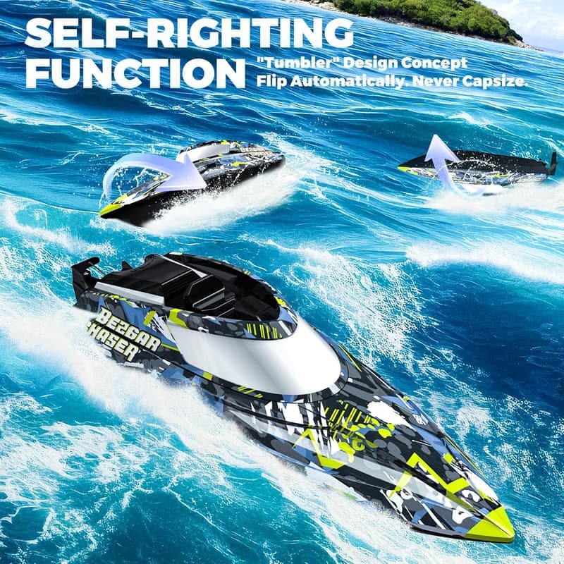 Fast Speed RC Boat for Kids & Adults – 32+ KPH, Portable Case