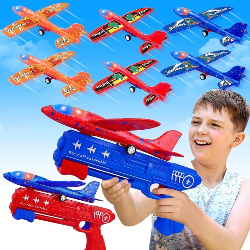 Outdoor Flying Toy: 6 Pack LED Foam Glider Set for Kids
