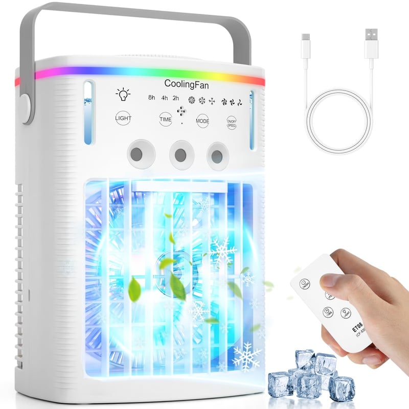 4-in-1 Portable Air Conditioner with Remote & 1000mL Tank