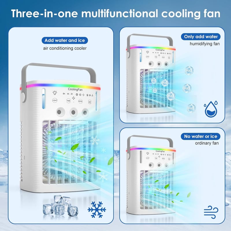 4-in-1 Portable Air Conditioner with Remote & 1000mL Tank