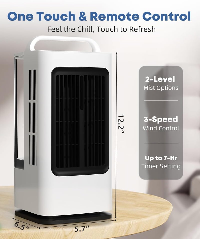 Portable Air Conditioner with Remote, 3 Speeds & Timer