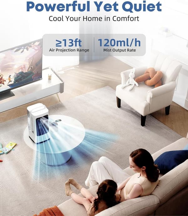 Portable Air Conditioner with Remote, 3 Speeds & Timer