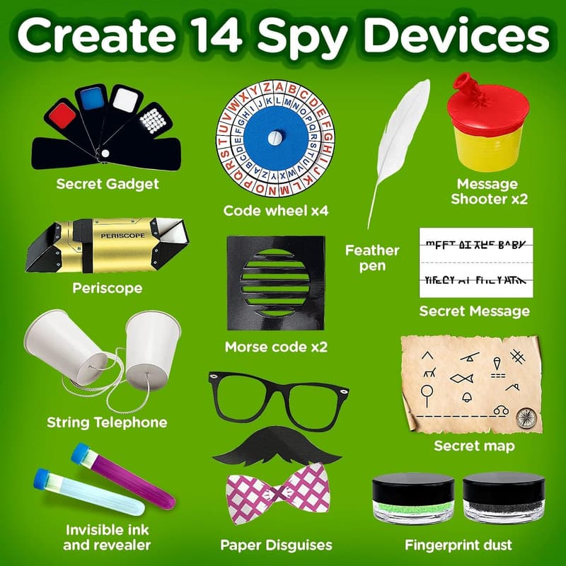 Kids Spy Kit - 15 Missions & 14 Gadgets - Birthday Gift for Boys