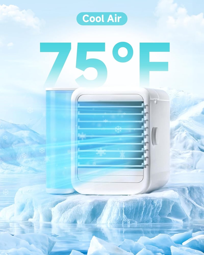 Mini Portable Air Conditioner Fan – 7-Color USB Desktop Cooler