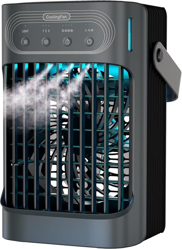 LEAEYFE Mini Air Conditioner with 800ml Water Tank, 3 Speeds