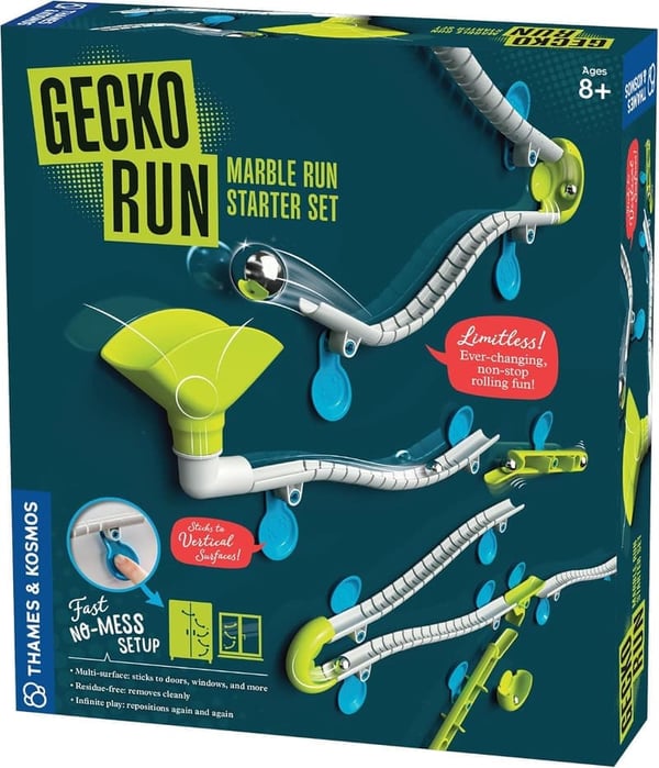 Gecko Run 63-Piece Vertical Marble Run Set with Nano-Adhesive