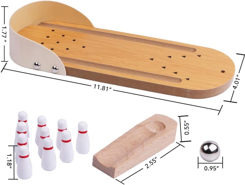 Mini Bowling Game Set - Tabletop Arcade Stress Relief Toy
