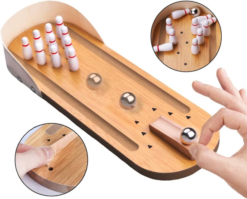 Mini Bowling Game Set - Tabletop Arcade Stress Relief Toy