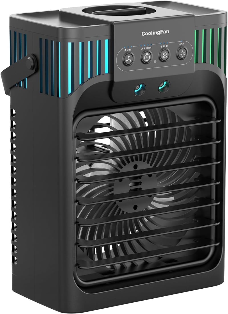 4-in-1 Portable Air Conditioner with Remote & 7 LED Lights