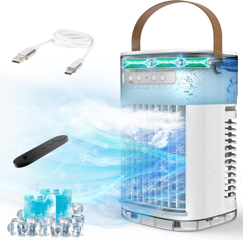 Portable Mini Air Conditioner with Remote & 1.2L Water Tank