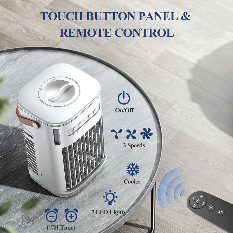 Portable Mini Air Conditioner with Remote & 1.2L Water Tank