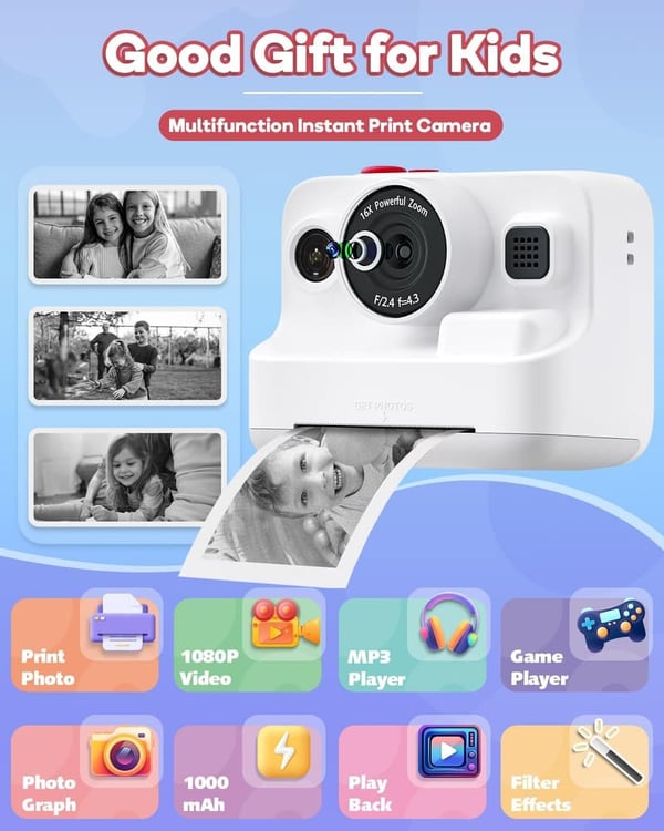 Kids Instant Print Camera with 2.4