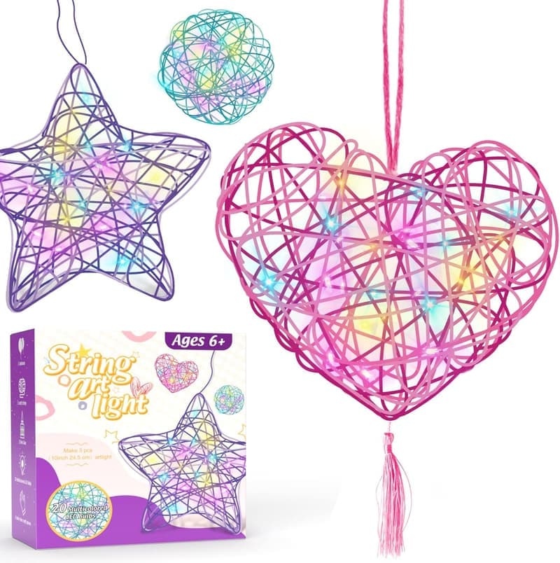 Christmas 3D String Art Kit for Kids, Ages 8-12 with LED Bulbs
