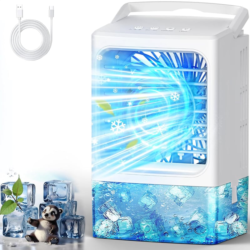 Upgraded Mini Portable Air Conditioner with 3 Speeds & Night Light