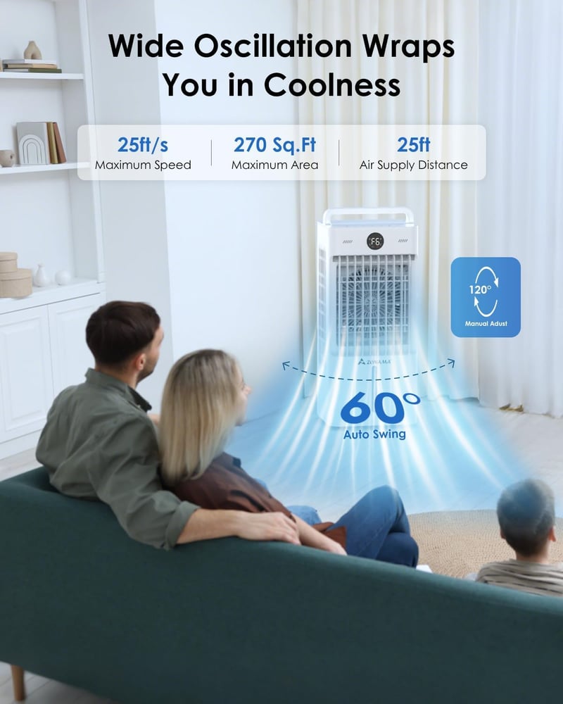 3-in-1 Portable Evaporative Air Cooler with Remote & Timer