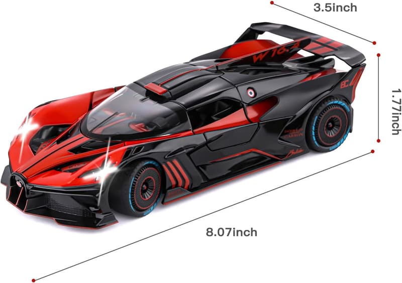 Bugatti Bolide Alloy Diecast Toy Car with Lights & Music for Kids