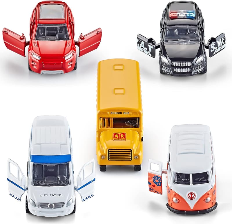 Die-Cast Metal Toy Cars Set for Kids – 5-Pack with Openable Doors