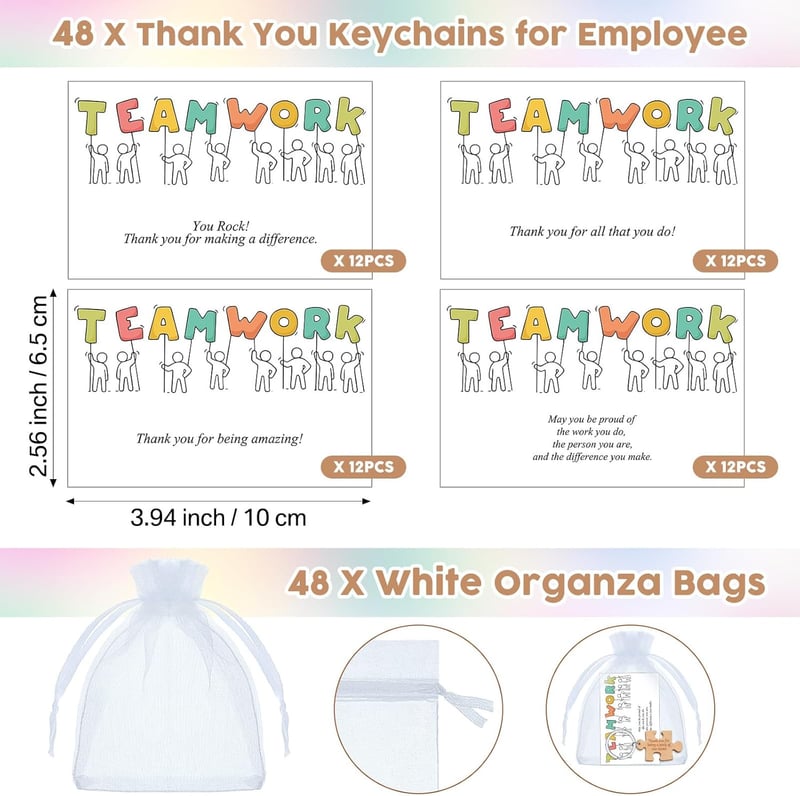 Employee Appreciation Wooden Keychain with Thank You Card