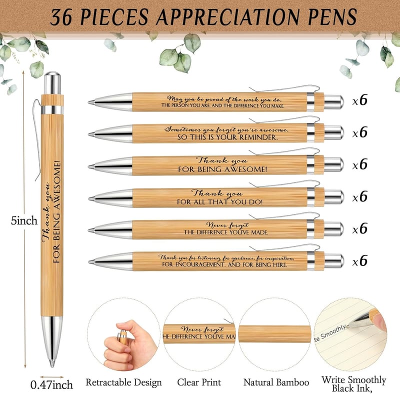 Employee Appreciation Gifts: Bamboo Pens with Inspiring Cards