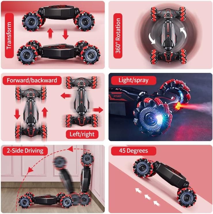 Gesture-Controlled 4WD Stunt Car with Lights & Music - Birthday Gift