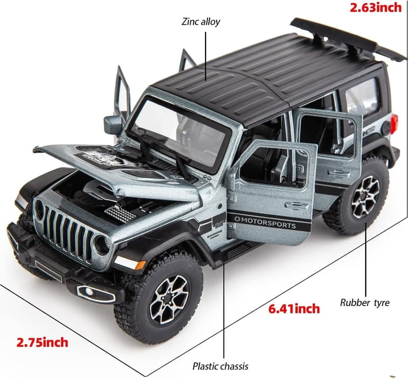 Die-Cast 1/32 Wrangler Toy Car with Sound and Light – Kids 4-8