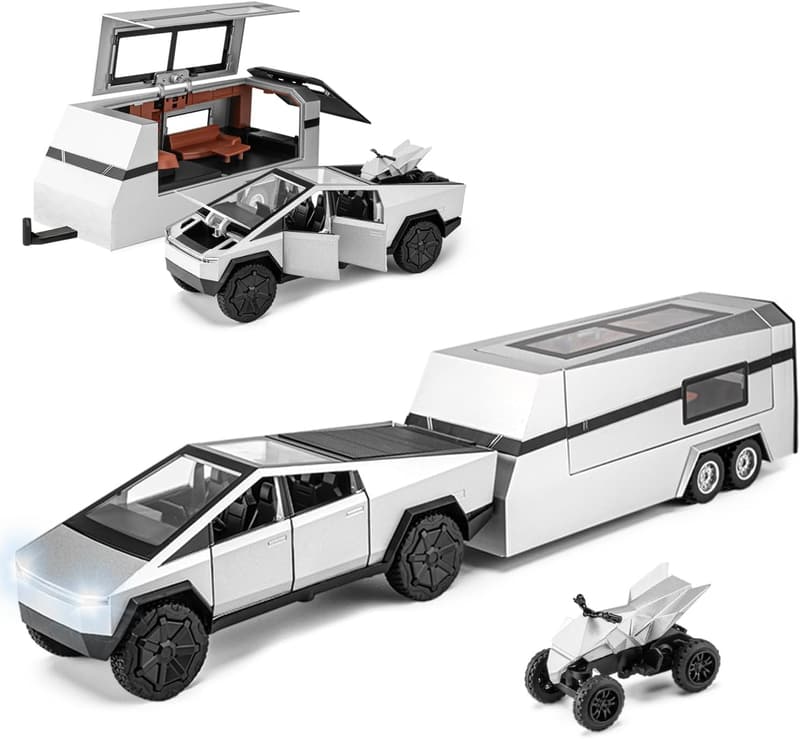 Cybertruck Die-cast Model with RV & Motorcycle - Kids' Toy