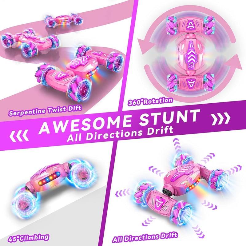 Gesture-Controlled 4WD Stunt Car with Lights & Music