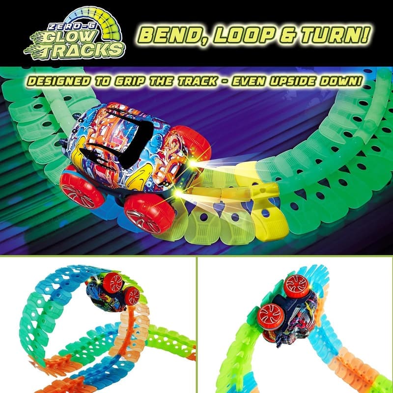 Glow-in-the-Dark Race Track Set for Kids – 150 pcs STEM Toy