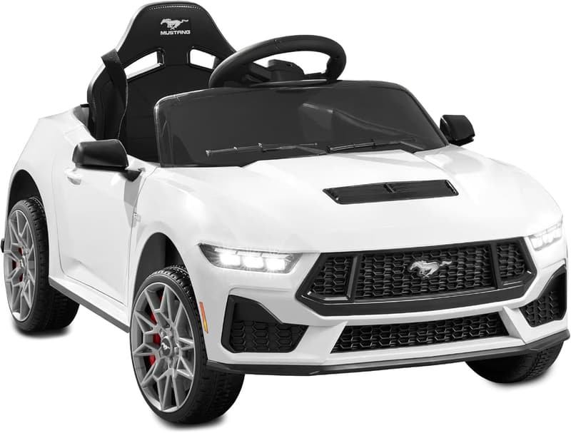 12V Electric Ride-On Ford Mustang for Kids with Parent Control - White