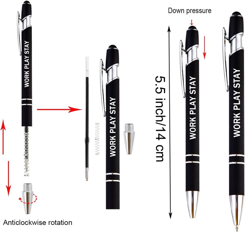 Inspirational Stylus Ballpoint Pens Set for Office (12 Colors)