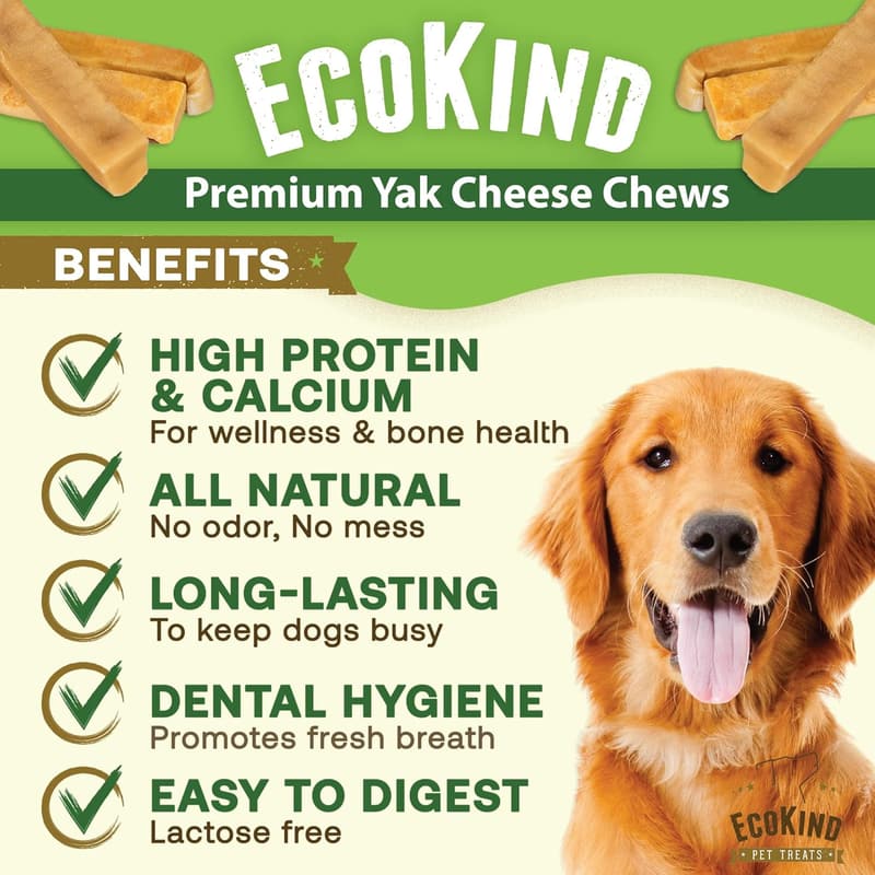 Healthy Gold Yak Cheese Dog Chews - 4 Small, High Protein Treats