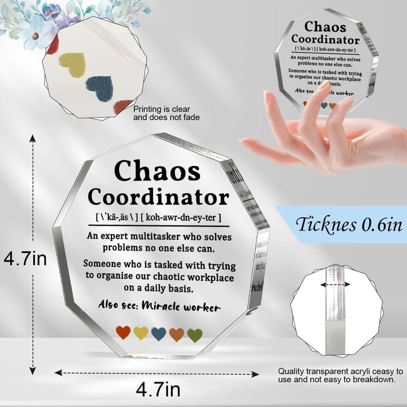 Office Staff Appreciation Acrylic Sign for Chaos Coordinator