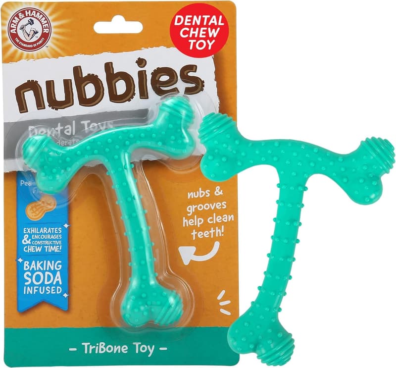 Durable T-Bone Dental Chew Toy for Dogs - Peanut Butter Flavor