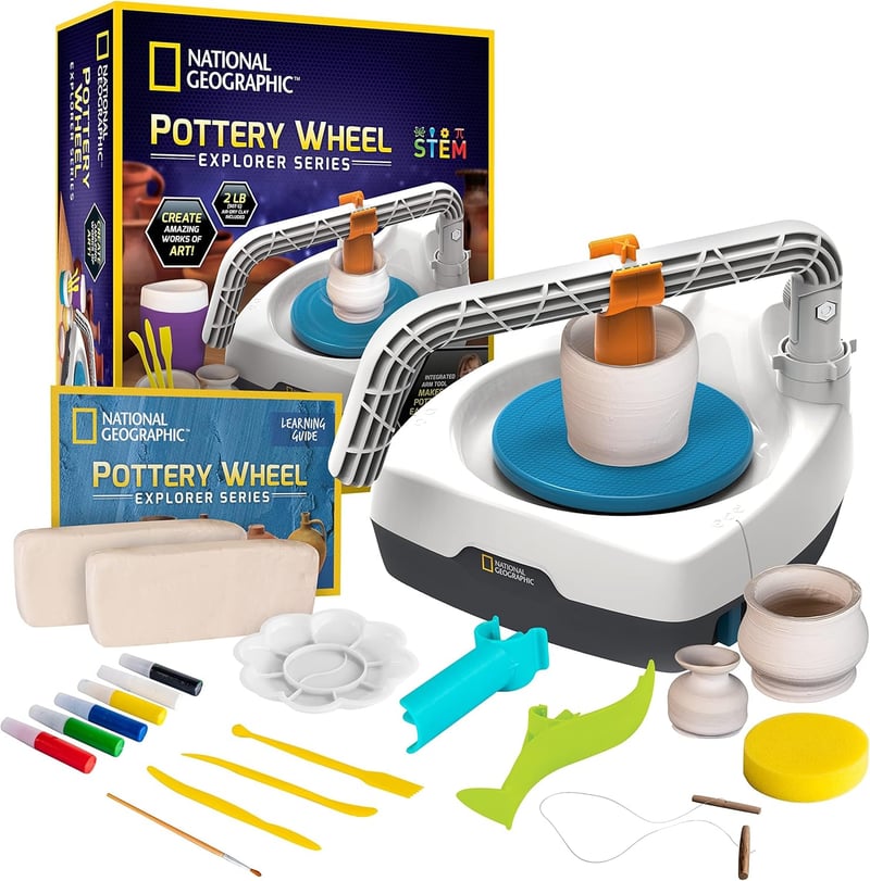 Kids' Pottery Wheel Kit - Complete Craft Set with 2 lbs Clay