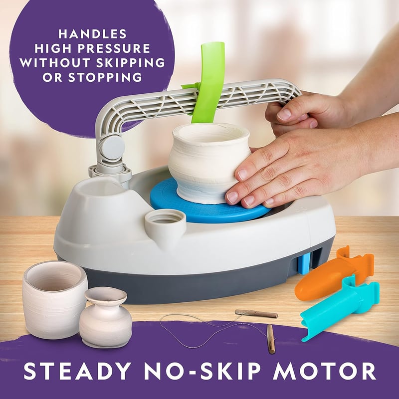 Kids' Pottery Wheel Kit - Complete Craft Set with 2 lbs Clay