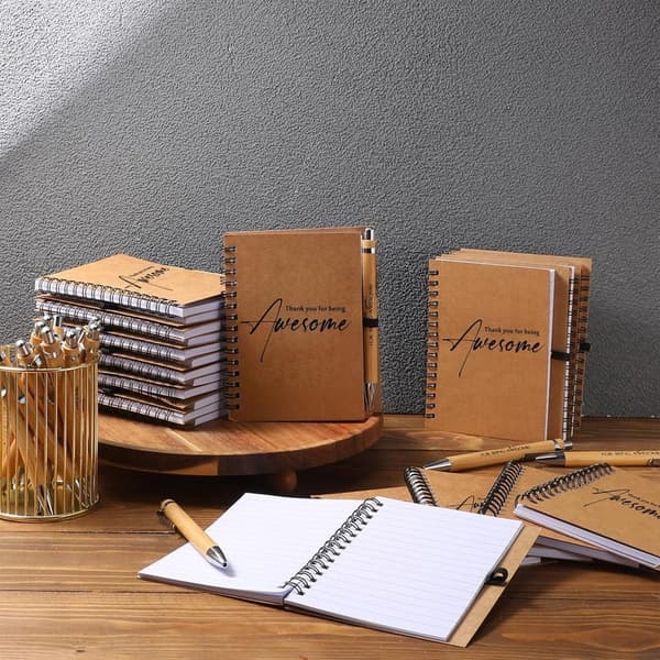 Employee Appreciation Spiral Notebook Set with Bamboo Pens