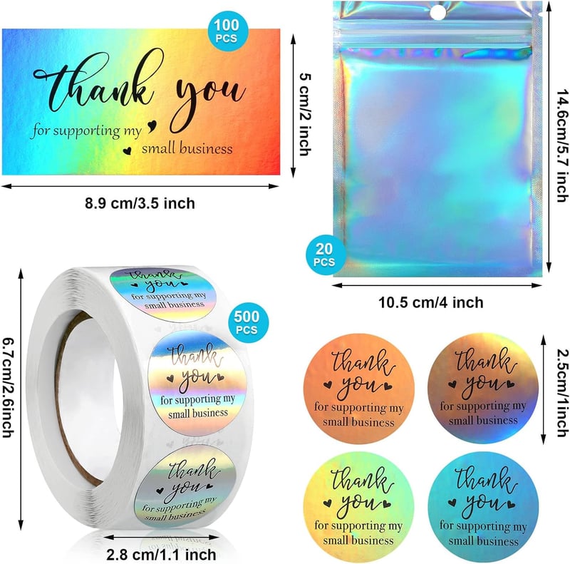 Thank You Card and Sticker Set for Small Business Owners
